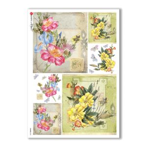 FLOWERS-0225. Papel de Arroz flores para decoupage.