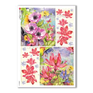 FLOWERS-0228. Papel de Arroz flores para decoupage.