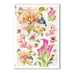 FLOWERS-0231. Papel de Arroz flores para decoupage.