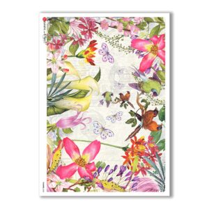 FLOWERS-0235. Papel de Arroz flores para decoupage.