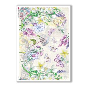 FLOWERS-0236. Papel de Arroz flores para decoupage.