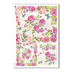 FLOWERS-0240. Papel de Arroz flores para decoupage.