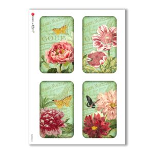 FLOWERS-0242. Papel de Arroz victoriano flores para decoupage.