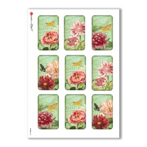 FLOWERS-0243. Papel de Arroz victoriano flores para decoupage.