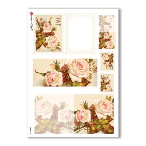 FLOWERS-0244. Papel de Arroz victoriano flores para decoupage.