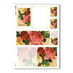 FLOWERS-0246. Papel de Arroz victoriano flores para decoupage.