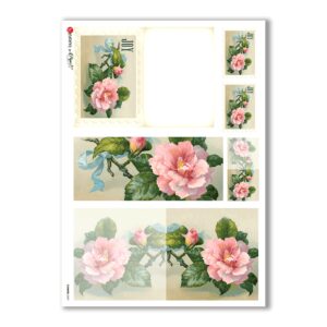 FLOWERS-0247. Papel de Arroz victoriano flores para decoupage.