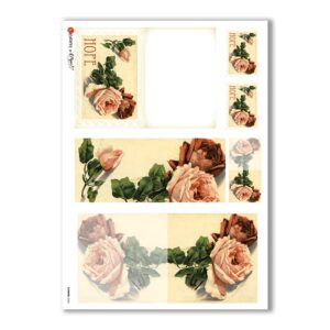 FLOWERS-0248. Papel de Arroz victoriano flores para decoupage.