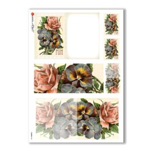 FLOWERS-0249. Papel de Arroz victoriano flores para decoupage.