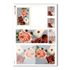 FLOWERS-0250. Papel de Arroz victoriano flores para decoupage.