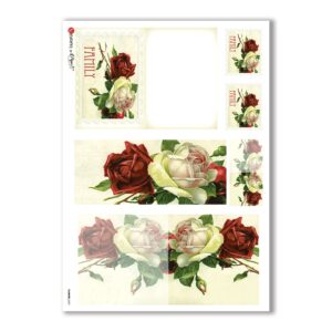 FLOWERS-0251. Papel de Arroz victoriano flores para decoupage.