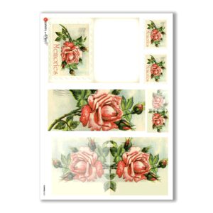 FLOWERS-0252. Papel de Arroz victoriano flores para decoupage.
