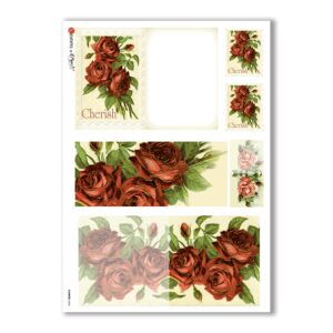 FLOWERS-0253. Papel de Arroz victoriano flores para decoupage.