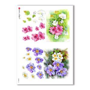 FLOWERS-0254. Papel de Arroz flores para decoupage.