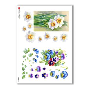 FLOWERS-0255. Papel de Arroz flores para decoupage.