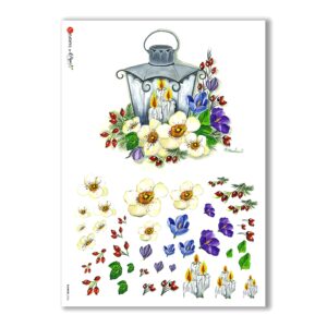 FLOWERS-0256. Papel de Arroz flores para decoupage.