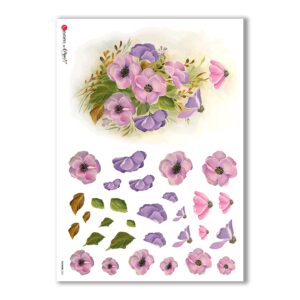 FLOWERS-0261. Papel de Arroz flores para decoupage.