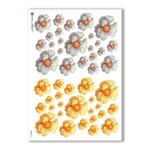 FLOWERS-0264. Papel de Arroz flores para decoupage.