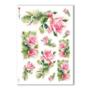 FLOWERS-0266. Papel de Arroz victoriano flores para decoupage.