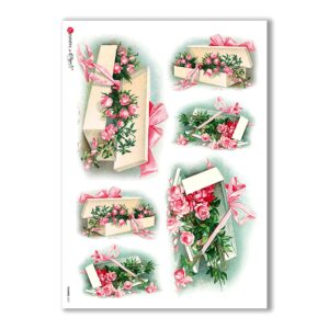 FLOWERS-0267. Papel de Arroz victoriano flores para decoupage.