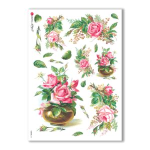 FLOWERS-0269. Papel de Arroz victoriano flores para decoupage.