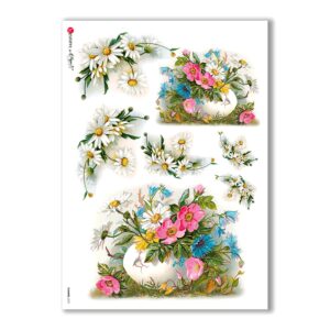FLOWERS-0272. Papel de Arroz victoriano flores para decoupage.