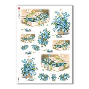 FLOWERS-0273. Papel de Arroz victoriano flores para decoupage.