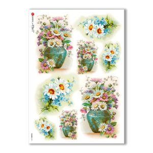 FLOWERS-0274. Papel de Arroz victoriano flores para decoupage.
