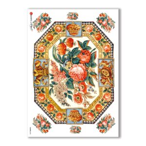 FLOWERS-0278. Papel de Arroz victoriano flores para decoupage.