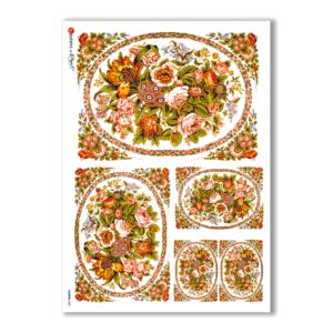 FLOWERS-0281. Papel de Arroz victoriano flores para decoupage.