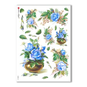 FLOWERS-0284. Papel de Arroz victoriano flores para decoupage.