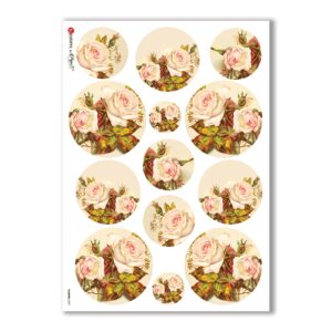 FLOWERS-0297. Papel de Arroz victoriano flores para decoupage.