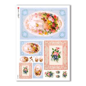 FLOWERS-0298. Papel de Arroz victoriano flores para decoupage.