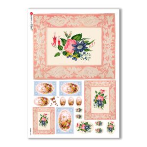 FLOWERS-0299. Papel de Arroz victoriano flores para decoupage.