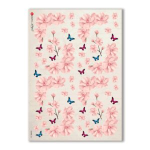FLOWERS-0303. Papel de Arroz victoriano flores para decoupage.