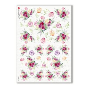 FLOWERS-0309. Papel de Arroz flores para decoupage.