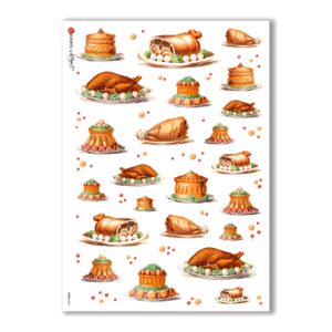 FOOD-0026. Papel de Arroz comida para decoupage.