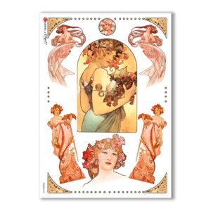NOUVEAU-0002. Papel de Arroz art nouveau para decoupage.