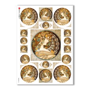 NOUVEAU-0004. Papel de Arroz art nouveau para decoupage.