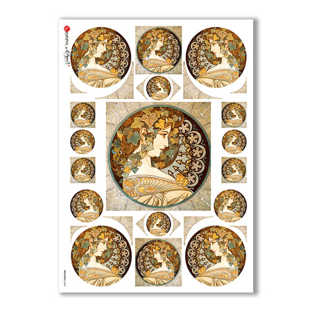 NOUVEAU-0004. Papel de Arroz art nouveau para decoupage.