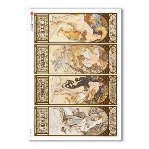 NOUVEAU-0005. Papel de Arroz art nouveau para decoupage.