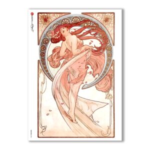 NOUVEAU-0006. Papel de Arroz art nouveau para decoupage.