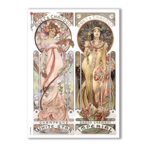NOUVEAU-0007. Papel de Arroz art nouveau para decoupage.