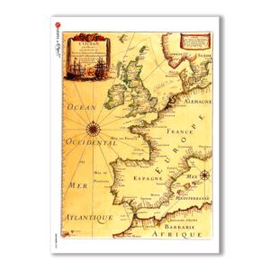 OLD-MAPS-0005. Papel de Arroz mapas antiguos para decoupage.