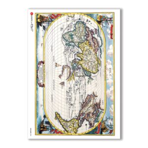 OLD-MAPS-0006. Papel de Arroz mapas antiguos para decoupage.