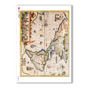 OLD-MAPS-0008. Papel de Arroz mapas antiguos para decoupage.