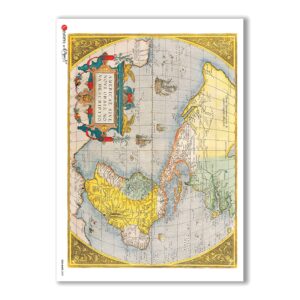 OLD-MAPS-0009. Papel de Arroz mapas antiguos para decoupage.