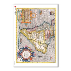 OLD-MAPS-0010. Papel de Arroz mapas antiguos para decoupage.
