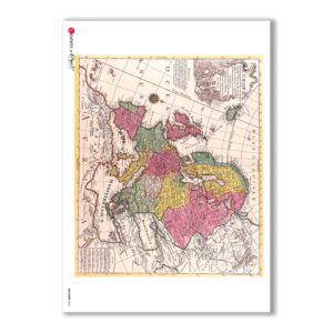 OLD-MAPS-0012. Papel de Arroz mapas antiguos para decoupage.