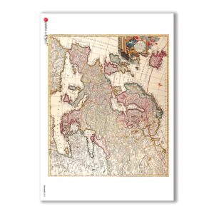 OLD-MAPS-0013. Papel de Arroz mapas antiguos para decoupage.